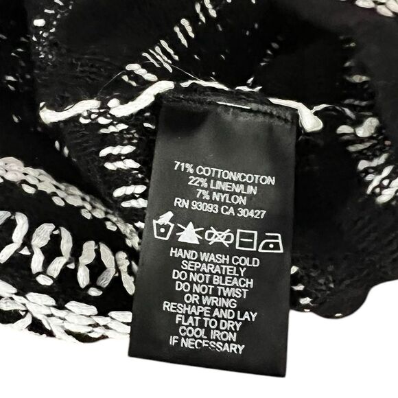 NIC+ZOE Women's Celestial Sweater black and white cotton 3/4 sleeve lightweight - Picture 5 of 12